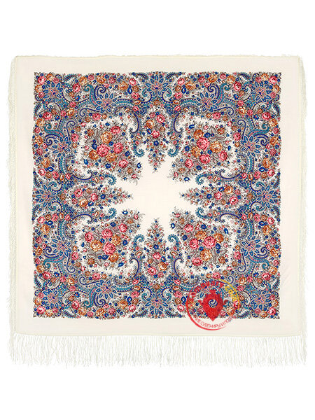 Платок из шерсти "Лира" с шелковой бахромой 1720-4, 125х125 см